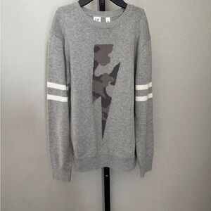 GAP Gray Sweater with Camouflage Lightning Bolt